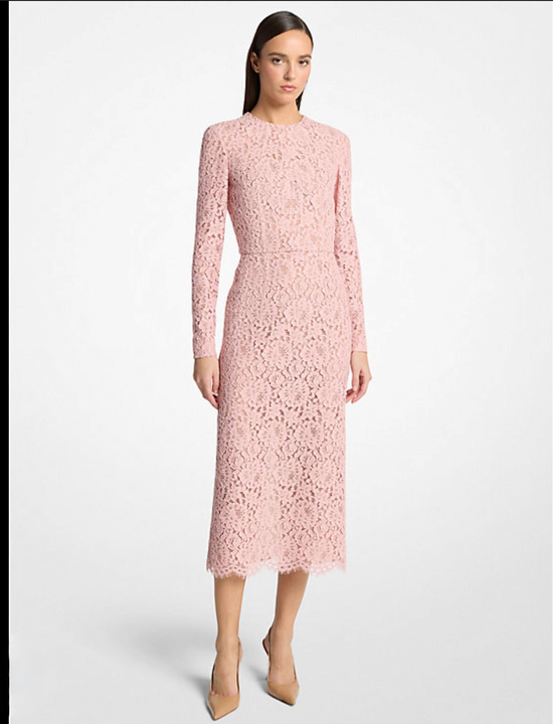 Elegant online boheme corded lace couture dress or skirt by Papermaple Studio, featuring intricate lace details and flowing fabric.
